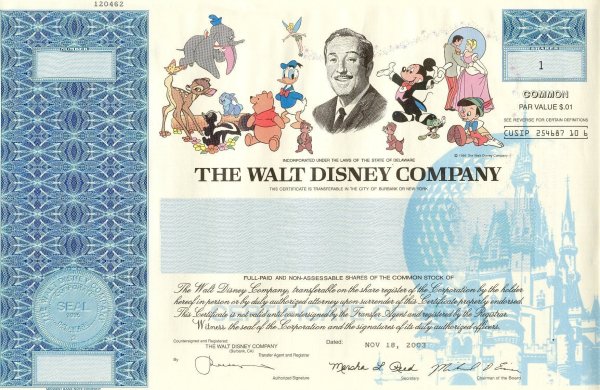 buy disney stock certificates